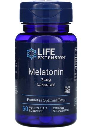 Мелатонін, Melatonin, Life Extension, 3 мг, 60 вегетаріанських...