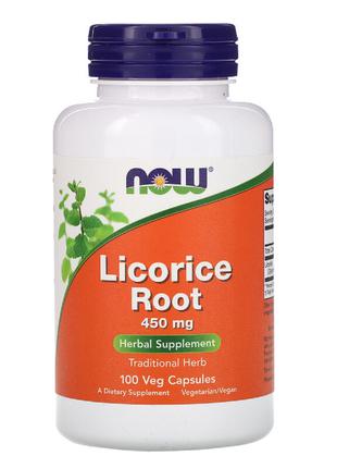 Корінь Лакриці (Солодки), Licorice Root, 450 Мг, Now Foods, 10...