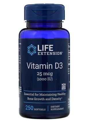 Витамин D3, Vitamin D3, Life Extension, 25 мкг (1000 МЕ), 250 ...