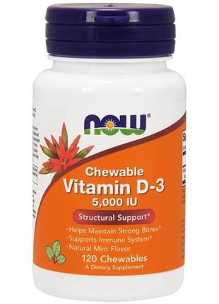 Вітамін D3 з Ментоловим Смаком, Vitamin D-3, Now Foods, 5000 М...