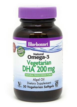 Вегетарианская Омега-3 из Водорослей, DHA 200 mg, Bluebonnet N...