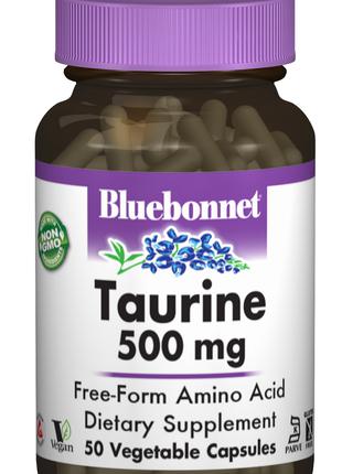 Таурин 500 мг, Bluebonnet Nutrition, 50 гелевих капсул