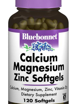 Кальций Магний + Цинк, Bluebonnet Nutrition, 120 желатиновых к...