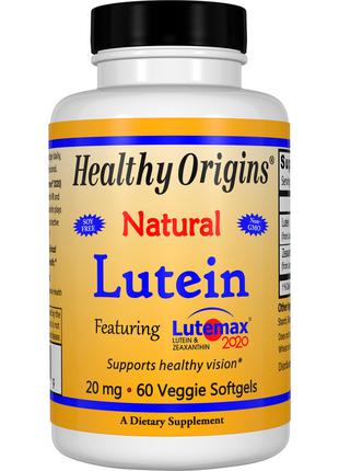 Лютеин 20мг, Healthy Origins, 60 желатиновых капсул