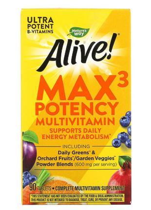 Мультивітаміни з залізом, Alive! Max3 Daily, Nature's Way, 90 ...