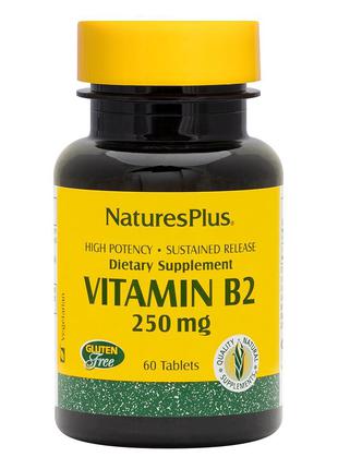 Рибофлавин, Витамин B-2, Natures Plus, 250 Мг, 60 Таблеток