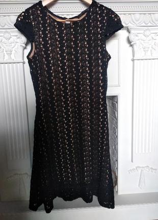 Черное ажурное платье zara