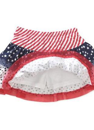 Юбка шорты для девочки американский флаг многослойная фатиновая