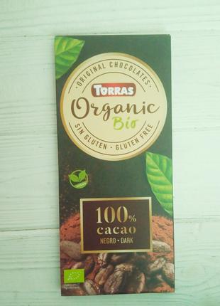 Шоколад 100% cacao без сахара и глютена Torras bio organic 100...