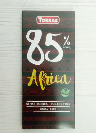 Шоколад черный без сахара и глютена Africa 85% какао Torras 10...