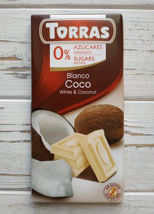 Шоколад белый с кокосом без сахара Torras White&Coconut; 75г (...