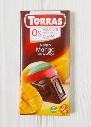 Шоколад черный с манго без сахара Torras 75г (Испания)