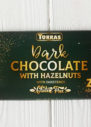 Шоколад черный с фундуком без сахара и глютена Torras Zero 300...