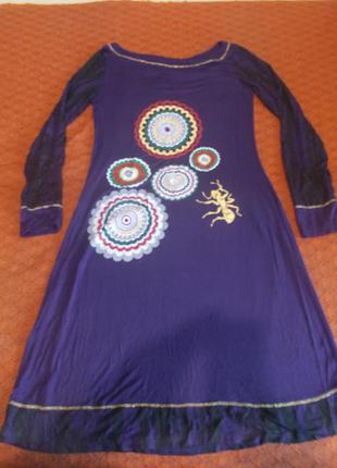 Фиолетовое  платье  с принтом цветы в стиле  desigual