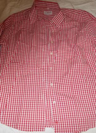 Рубашка в красно-белую клетку премиум-качества milano (италия).