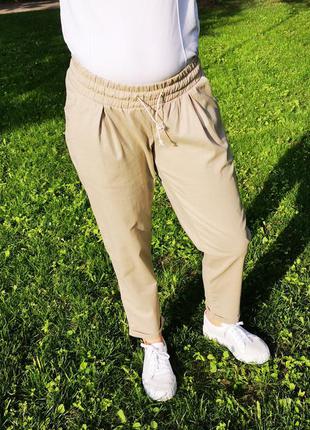 Легкие брюки-чинос для беременных лен лето беж легкі штани чін...