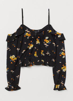 Шифоновая блузка на брительках в цветочек