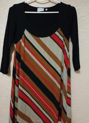 Классная  удлинённая трикотажная туника- платье, размер 40-42