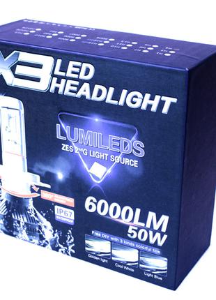 LED лампы H4 50W 6000K 6000lm Диоды Philips. +2 фильтра в комп...