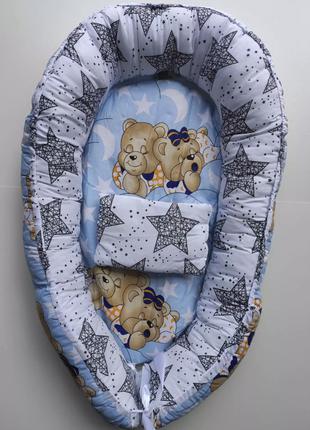 Детское гнездышко-позиционер для новородженных с подушкой