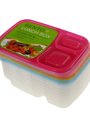 Пластиковые контейнеры для еды 3 отделения с крышками - набор ...