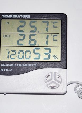 Термометр Гигрометр Влагометр Часы HTC-2 (Метеостанция)