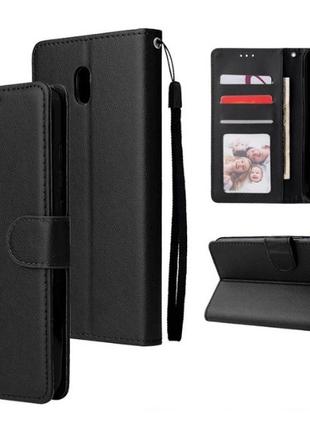 Чехол книжка для Xiaomi Redmi 8a черный бумажник ремешок на руку