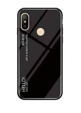 Чехол стеклянный для Xiaomi Redmi Note 6 Pro черный бампер