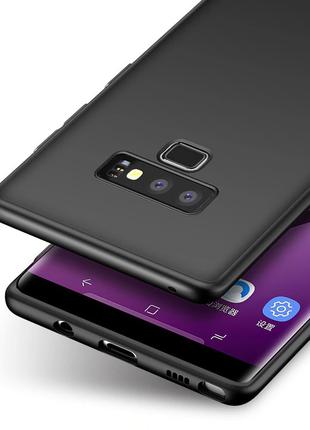 Тонкий матовый чехол для Samsung Galaxy Note 9 черный силиконовый