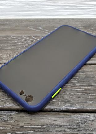 Противоударный матовый чехол для iPhone 6 6s Plus синий бампер