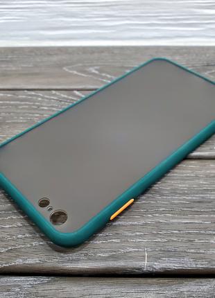 Противоударный матовый чехол для iPhone 6 6s Plus зеленый бампер