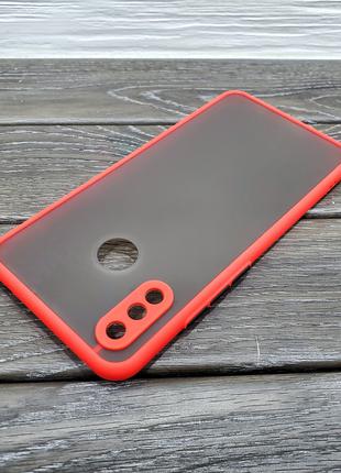 Матовый чехол бампер для Huawei P Smart Plus красный противоуд...