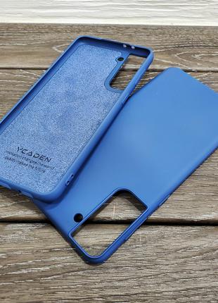 Силиконовый чехол с микрофиброй для Samsung Galaxy S21 синий т...
