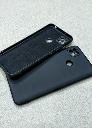 Силиконовый чехол с микрофиброй для Xiaomi Redmi 9C черный тон...