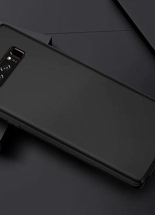 Тонкий матовый чехол для Samsung Galaxy Note 8 черный силиконовый