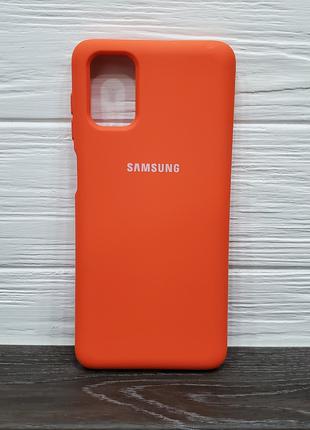 Силиконовый чехол с микрофиброй для Samsung Galaxy M51 оранжев...