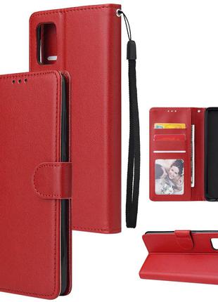 Чехол книжка для Poco M3 красный бумажник ремешок на руку