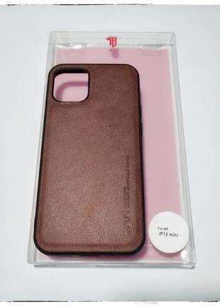 Винтажный кожаный чехол X-LEVEL для айфон iPhone 12 mini КОРИЧ...