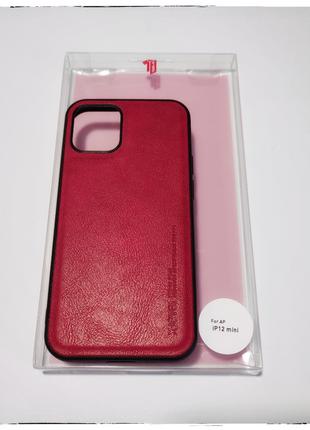 Винтажный кожаный чехол X-LEVEL для айфон iPhone 12 mini КРАСНЫЙ