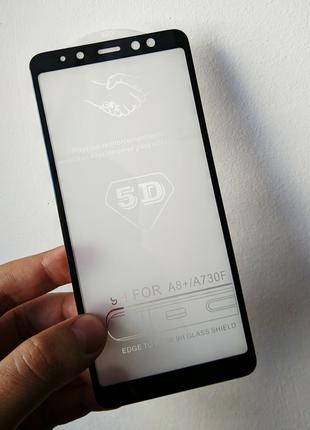 Изогнутое 5D стекло для Samsung A8 PLUS 2018.