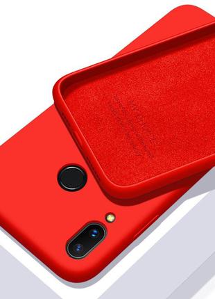 Силиконовый чехол для Xiaomi Redmi Note 7 Красный микрофибра s...