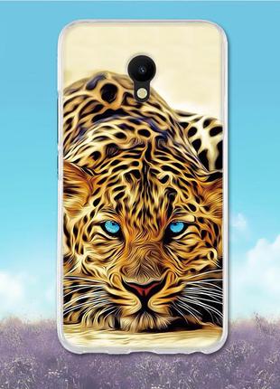 Силиконовый чехол с рисунком для Meizu M5 (Леопард)