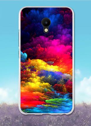Силиконовый чехол с рисунком для Meizu M5 (Разноцветные облака)