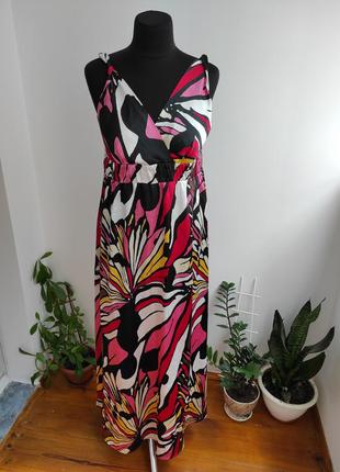 Шикарное атласное платье сарафан в пол 16 р от george