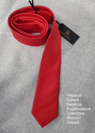 Галстук, однотонный галстук, красный галстук,  узкий галстук