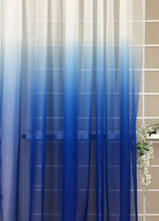 Синий тюль с вуаля , готовая занавеска в разных размерах
