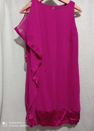 Шёлковое темно-розовое платье шелк полиэстер
