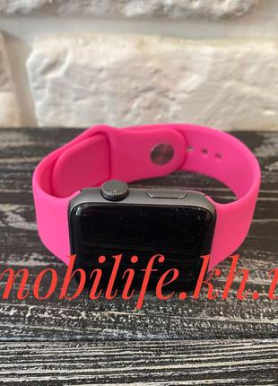 Силиконовый ремешок для Apple Watch 42mm/44mm/Ярко-Розовый/