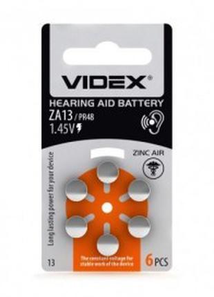 Батарейка повітряно цинкова Videx ZA13 1.45V (PR48), 6 шт. на ...