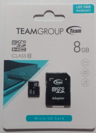 Карта памяти TeamGroup microSDHC Class 10, 8GB